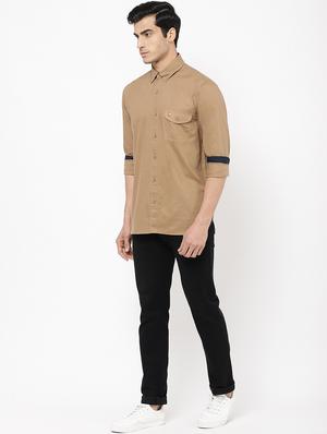 brown solid casual shirt - 16954769 - Standard Image - 4
