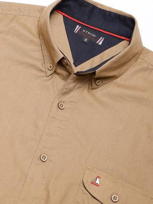 brown solid casual shirt - 16954769 - Standard Image - 5