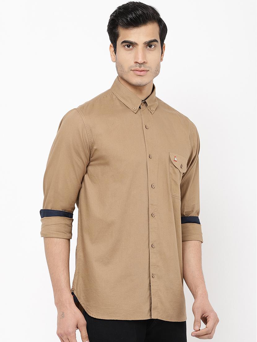 brown solid casual shirt - 16954769 - Zoom Image - 2
