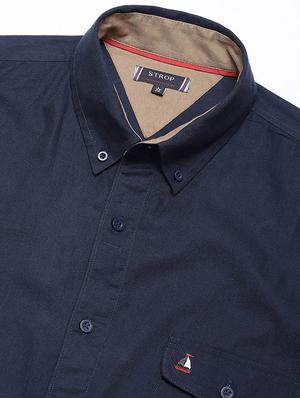 navy blue solid casual shirt - 16954770 - Standard Image - 5