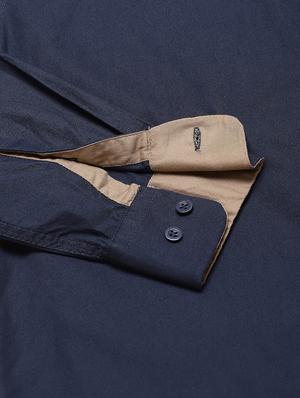 navy blue solid casual shirt - 16954770 - Standard Image - 6
