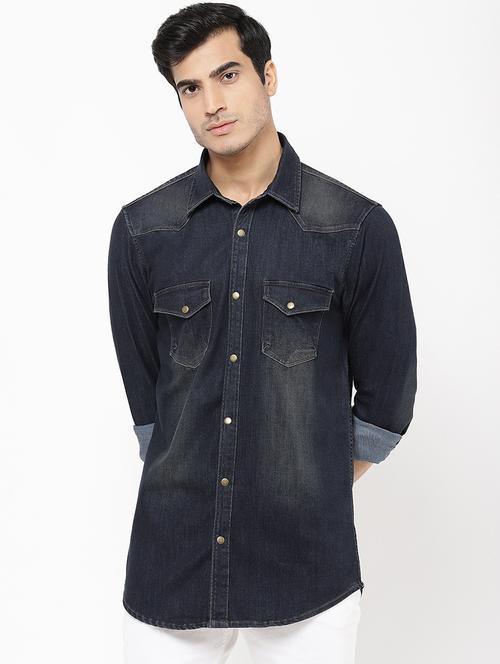 black faded casual shirt - 16954773 - Standard Image - 1