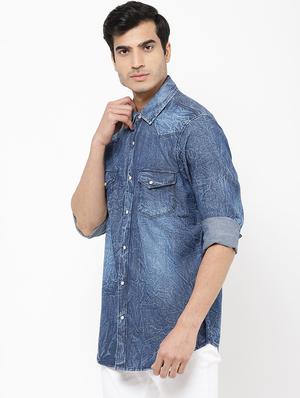 blue faded casual shirt - 16954775 - Standard Image - 2