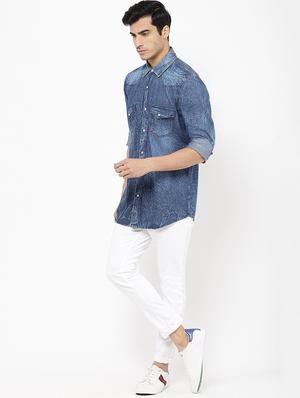 blue faded casual shirt - 16954775 - Standard Image - 4