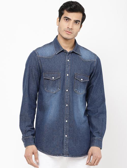 blue faded casual shirt - 16954776 - Standard Image - 1