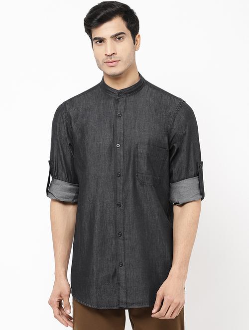 black solid casual shirt - 16954779 - Standard Image - 1