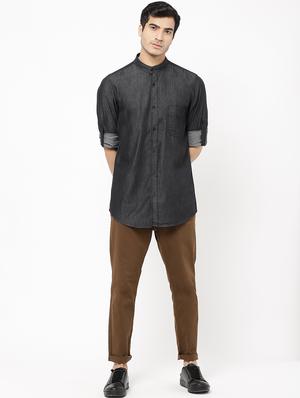 black solid casual shirt - 16954779 - Standard Image - 4