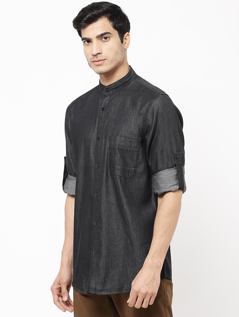 black solid casual shirt - 16954779 - Zoom Image - 2