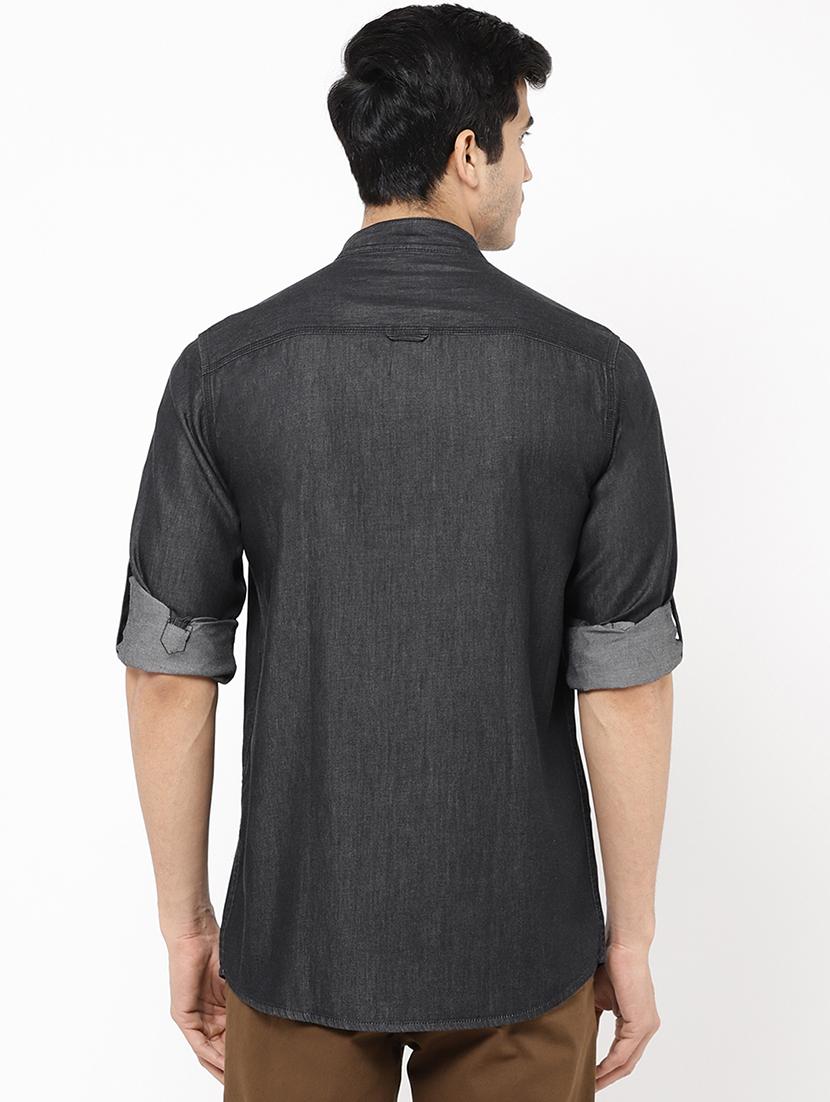 black solid casual shirt - 16954779 - Zoom Image - 3