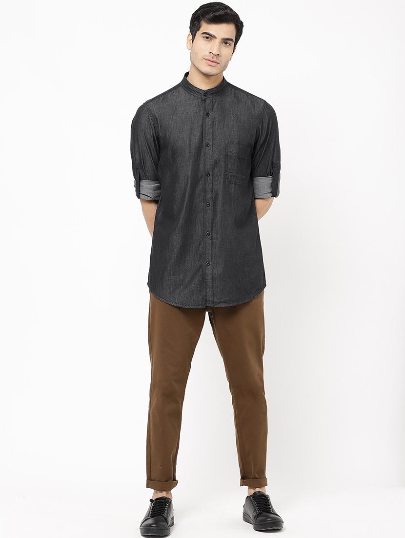 black solid casual shirt - 16954779 - Zoom Image - 4