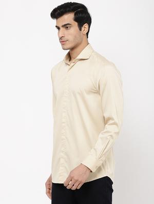 beige solid casual shirt - 16954782 - Standard Image - 2