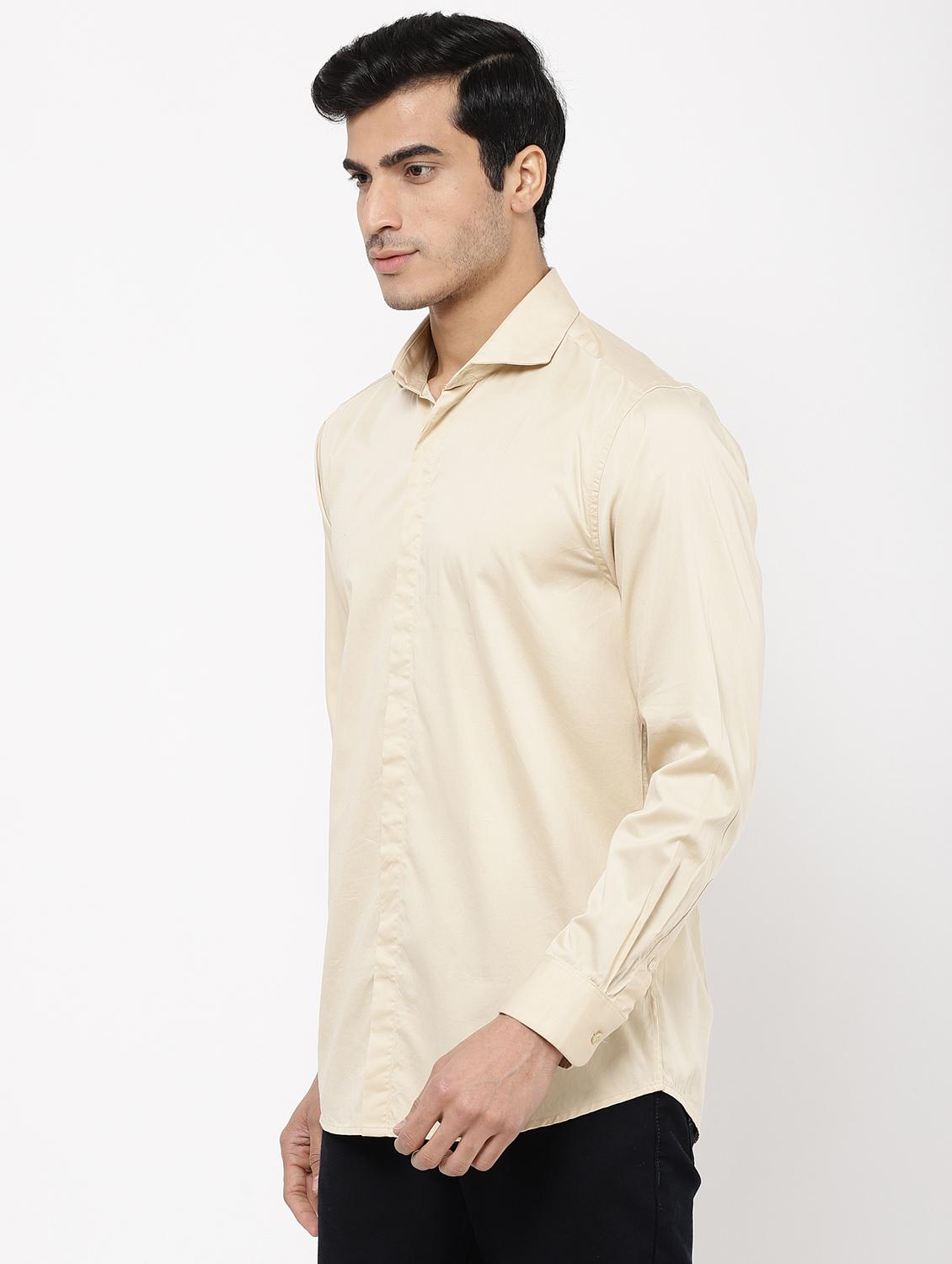 beige solid casual shirt - 16954782 - Zoom Image - 2