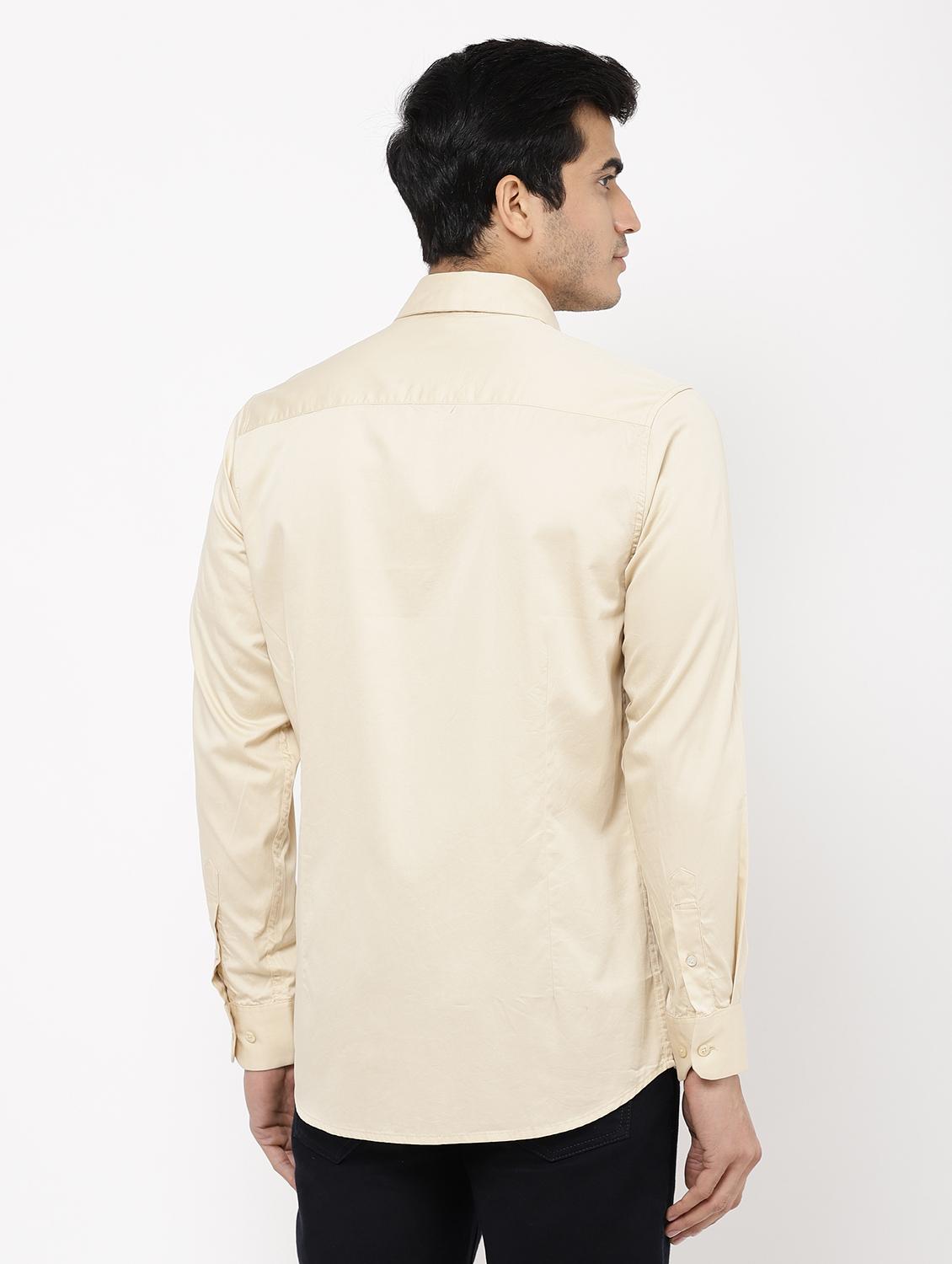 beige solid casual shirt - 16954782 - Zoom Image - 3