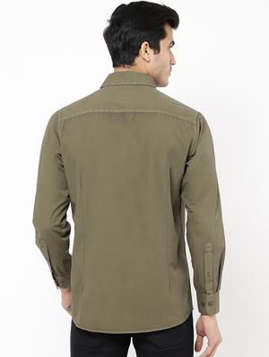 green solid casual shirt - 16954783 - Standard Image - 3