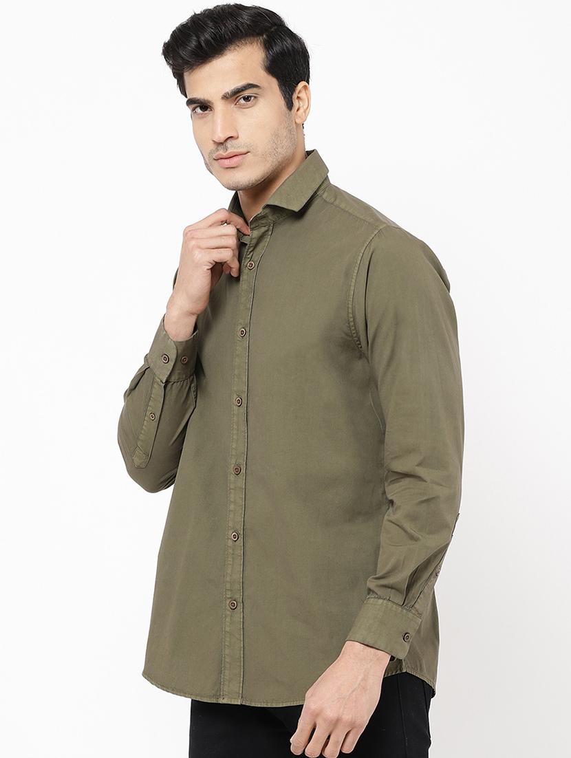 green solid casual shirt - 16954783 - Zoom Image - 2