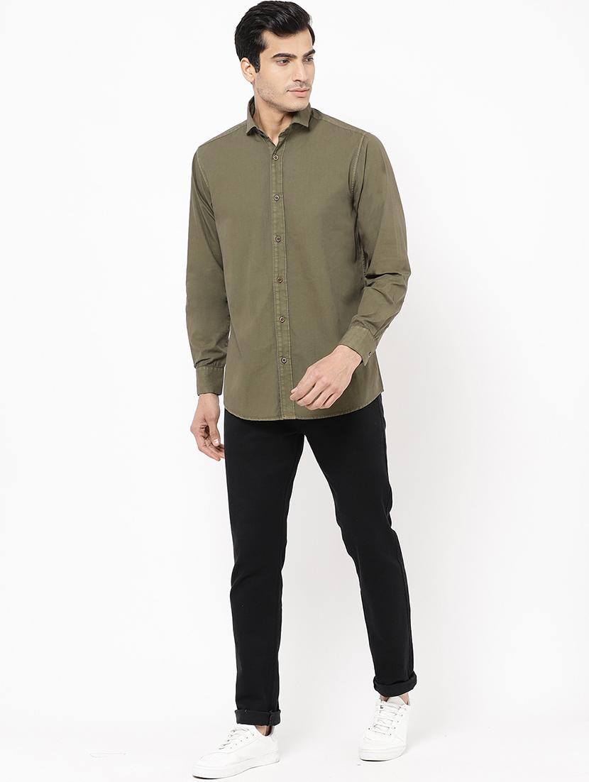 green solid casual shirt - 16954783 - Zoom Image - 4