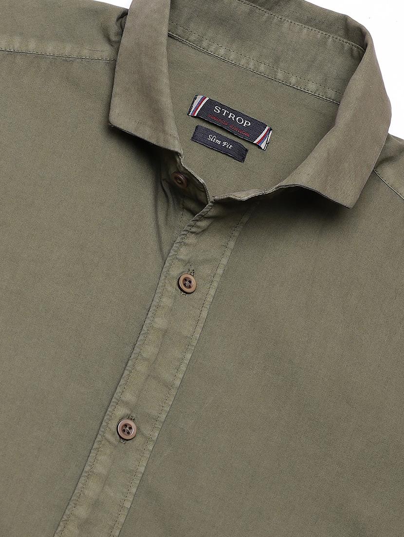 green solid casual shirt - 16954783 - Zoom Image - 5