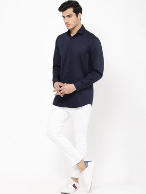 blue solid casual shirt - 16954784 - Standard Image - 4
