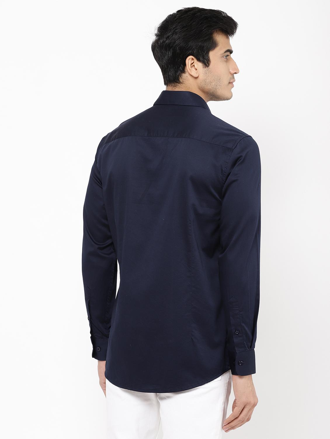 blue solid casual shirt - 16954784 - Zoom Image - 3