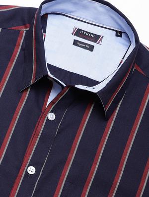 navy blue striped casual shirt - 16954795 - Standard Image - 5