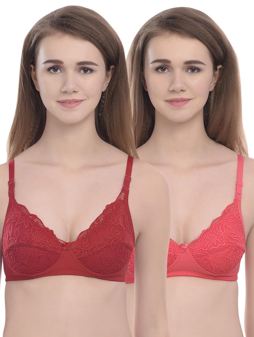 bow patch lace panel bra - 16954872 - Zoom Image - 1