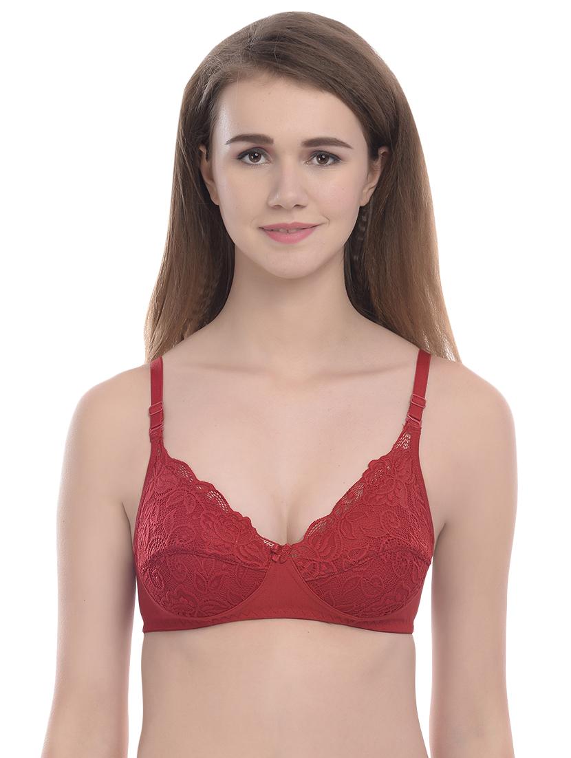 bow patch lace panel bra - 16954872 - Zoom Image - 2