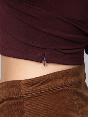 overlap neck crop top - 16955095 - Standard Image - 5