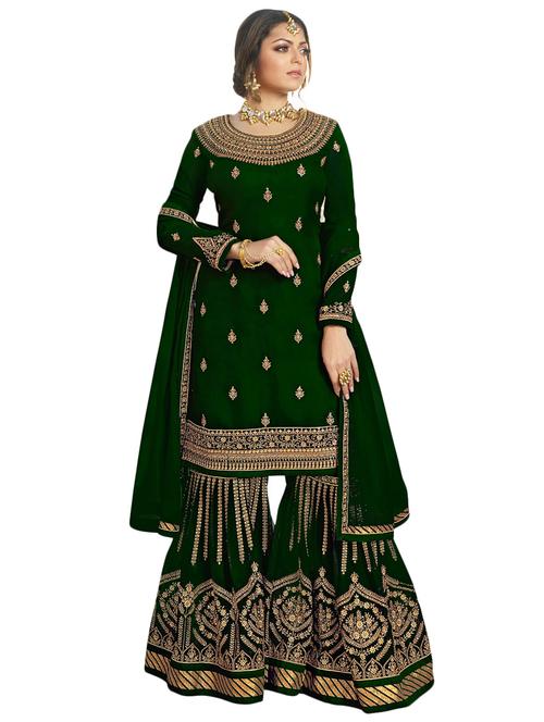 embroidered sharara suits semi-stitched suit - 16955144 - Standard Image - 1