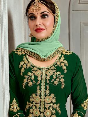 embroidered palazzo suits semi-stitched suit - 16955148 - Standard Image - 2