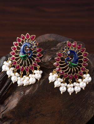pink brass studs earring - 16955313 - Standard Image - 3