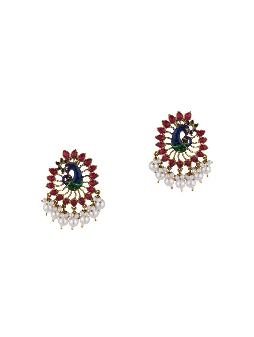 pink brass studs earring - 16955313 - Zoom Image - 1