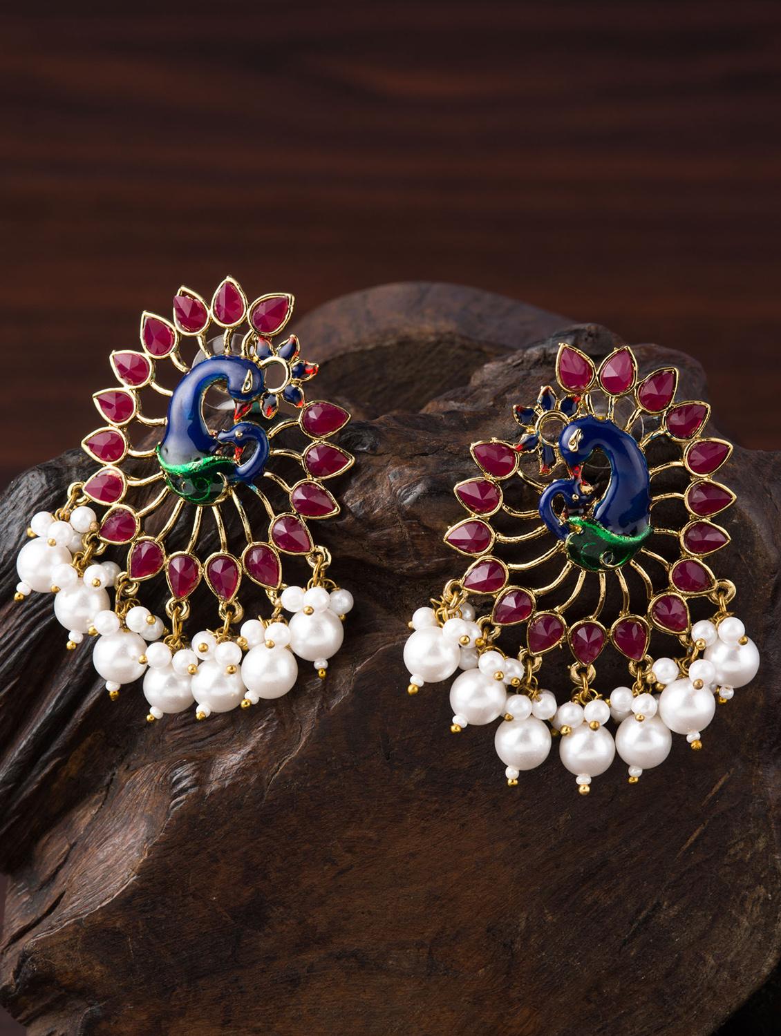pink brass studs earring - 16955313 - Zoom Image - 3