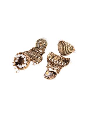 gold brass jhumka earring - 16955315 - Standard Image - 2