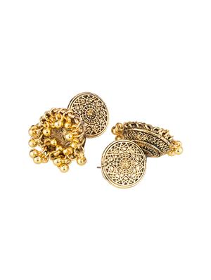gold brass jhumka earring - 16955316 - Standard Image - 2