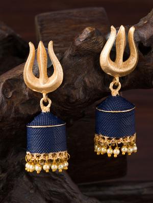 blue brass jhumka earring - 16955317 - Standard Image - 3
