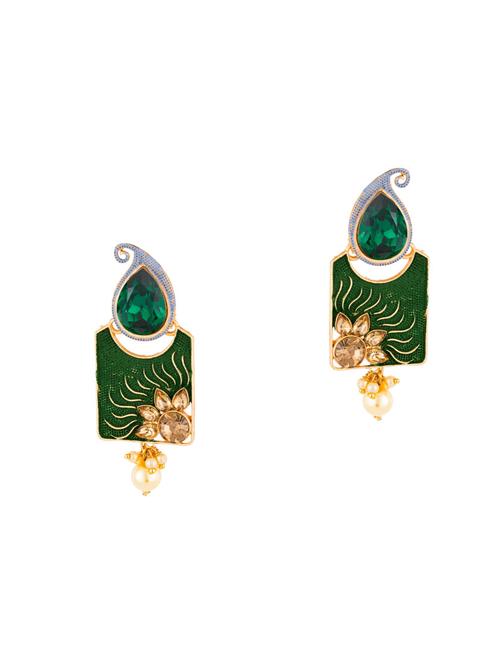 green brass drop earring - 16955318 - Standard Image - 1