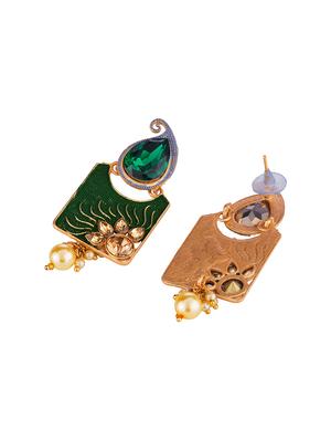 green brass drop earring - 16955318 - Standard Image - 2