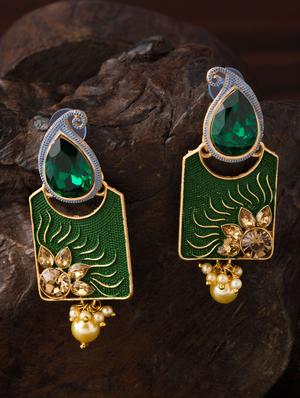 green brass drop earring - 16955318 - Standard Image - 3