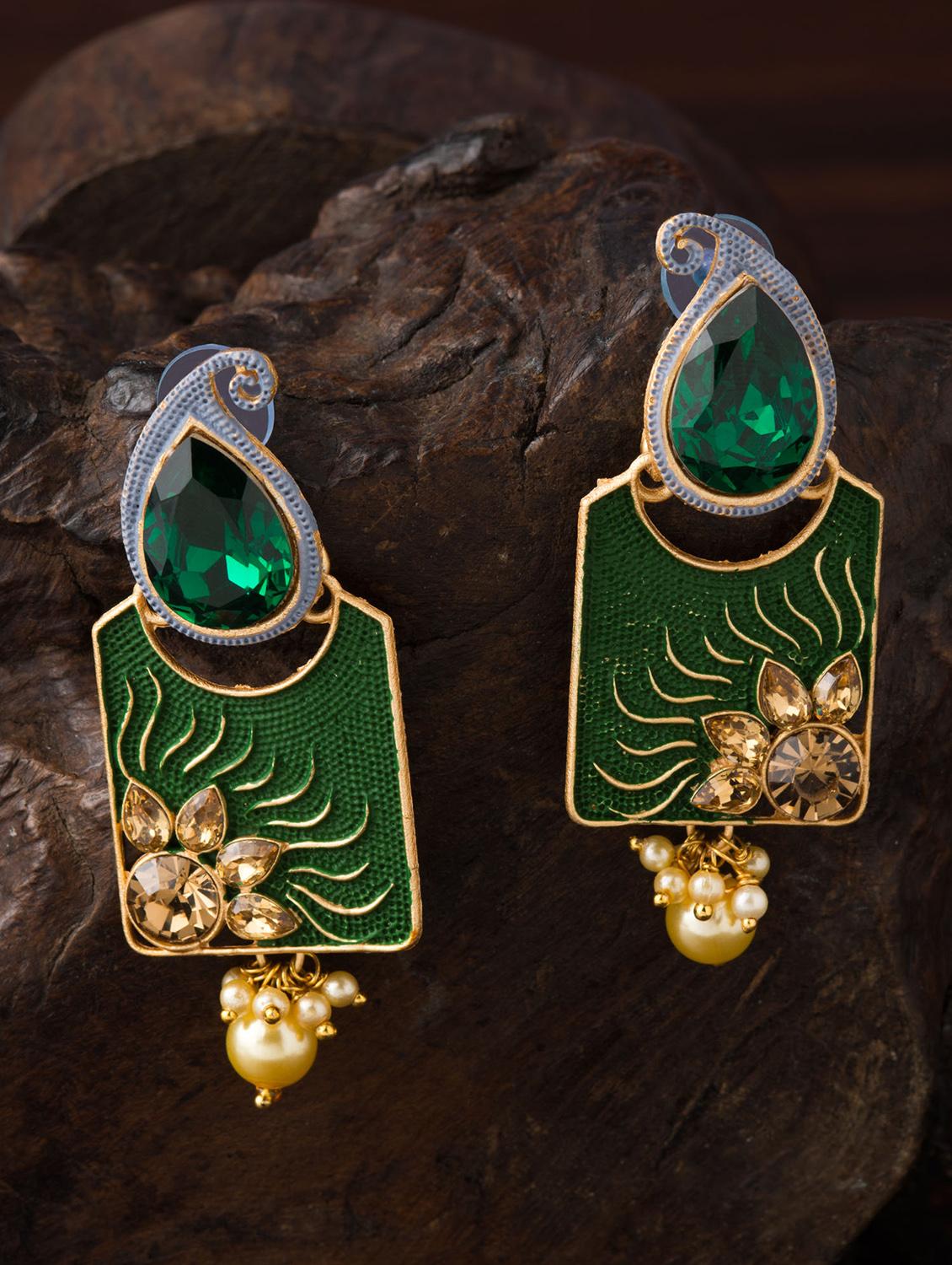 green brass drop earring - 16955318 - Zoom Image - 3