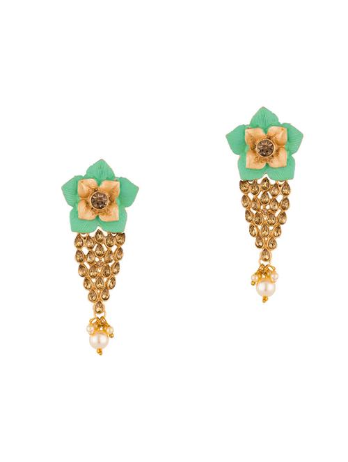 green brass drop earring - 16955319 - Standard Image - 1