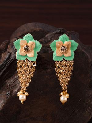 green brass drop earring - 16955319 - Standard Image - 3
