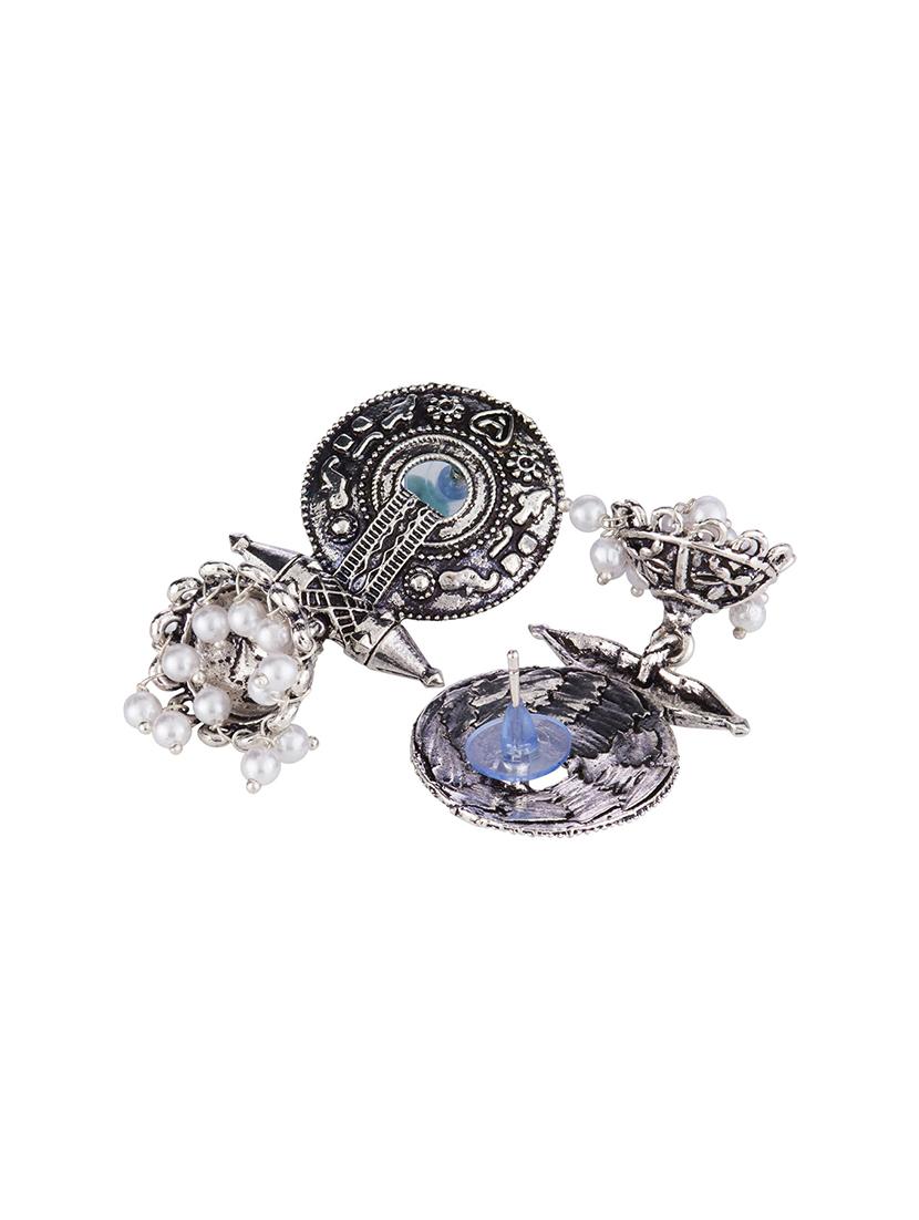 silver brass jhumka earring - 16955321 - Zoom Image - 2