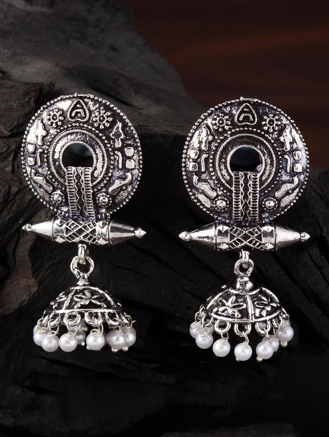 silver brass jhumka earring - 16955321 - Zoom Image - 3