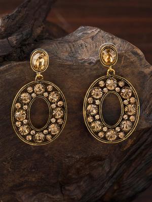 gold brass drop earring - 16955325 - Standard Image - 3