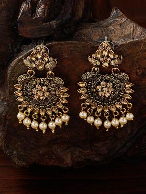 gold brass chandballi earring - 16955332 - Standard Image - 3