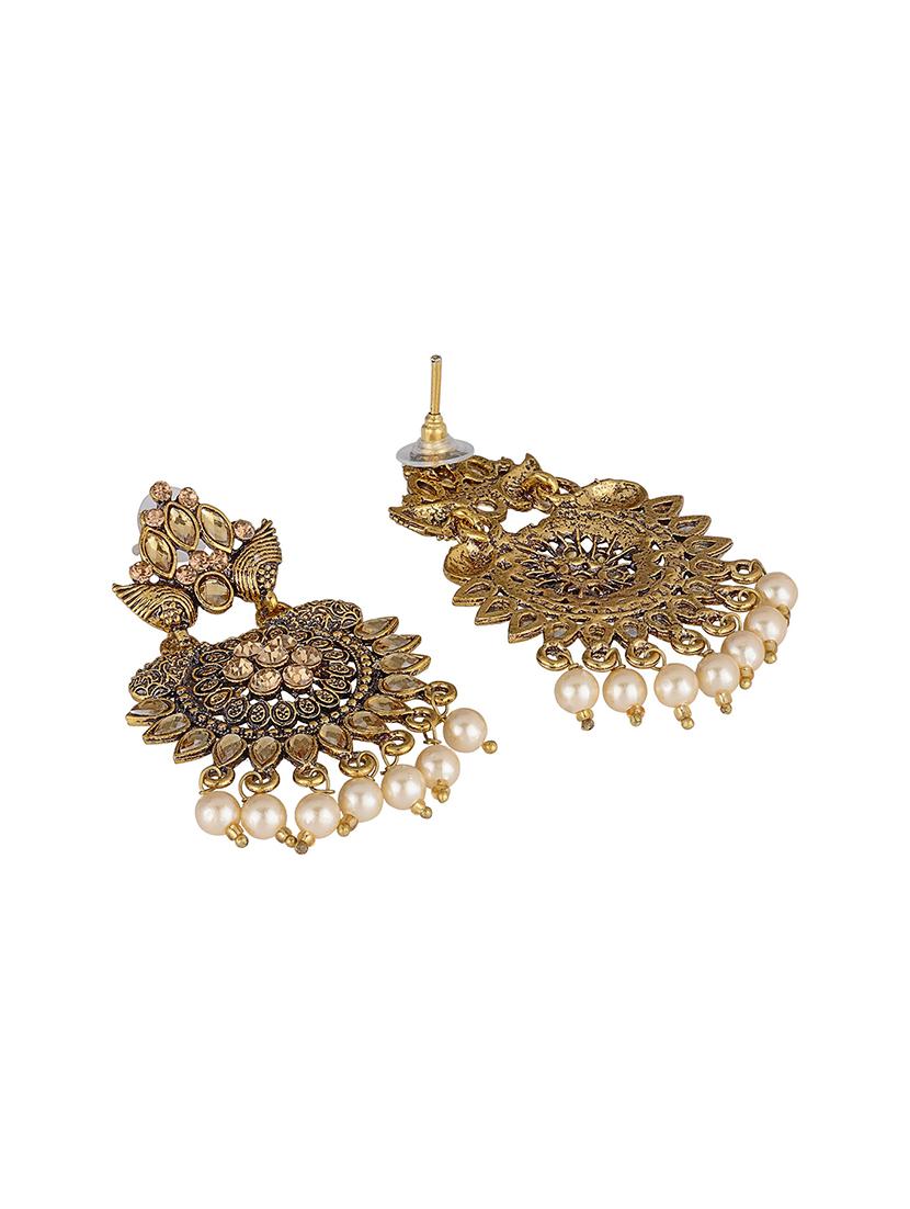 gold brass chandballi earring - 16955332 - Zoom Image - 2