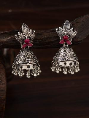 silver brass jhumka earring - 16955333 - Standard Image - 3