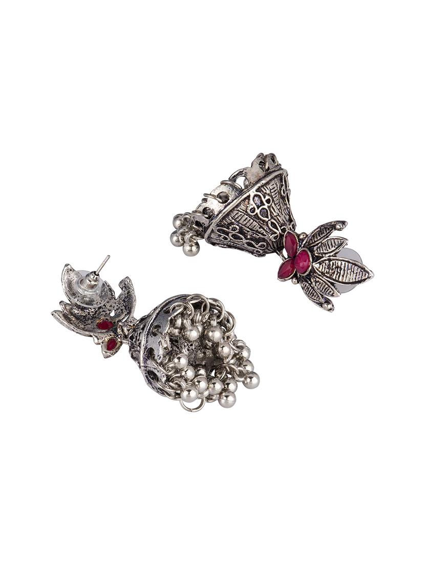 silver brass jhumka earring - 16955333 - Zoom Image - 2