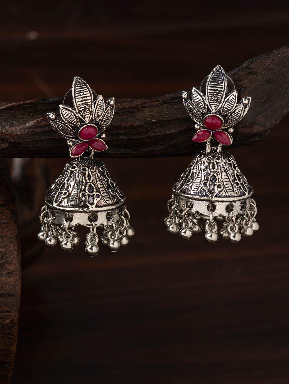 silver brass jhumka earring - 16955333 - Zoom Image - 3