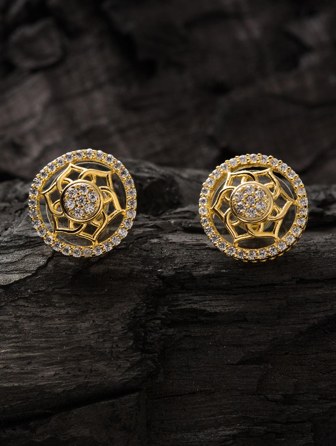 gold brass studs earring - 16955339 - Zoom Image - 3